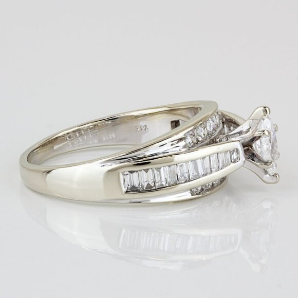 14k White Gold Marquise-Cut Diamond Accented Anniversary Engagement Ring - Picture 3 of 7